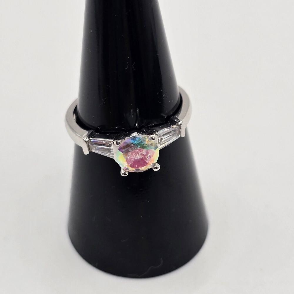 AB Women‎ Rhinestone Silver Plated Ring Size 8 Classic Sparkle Fashion